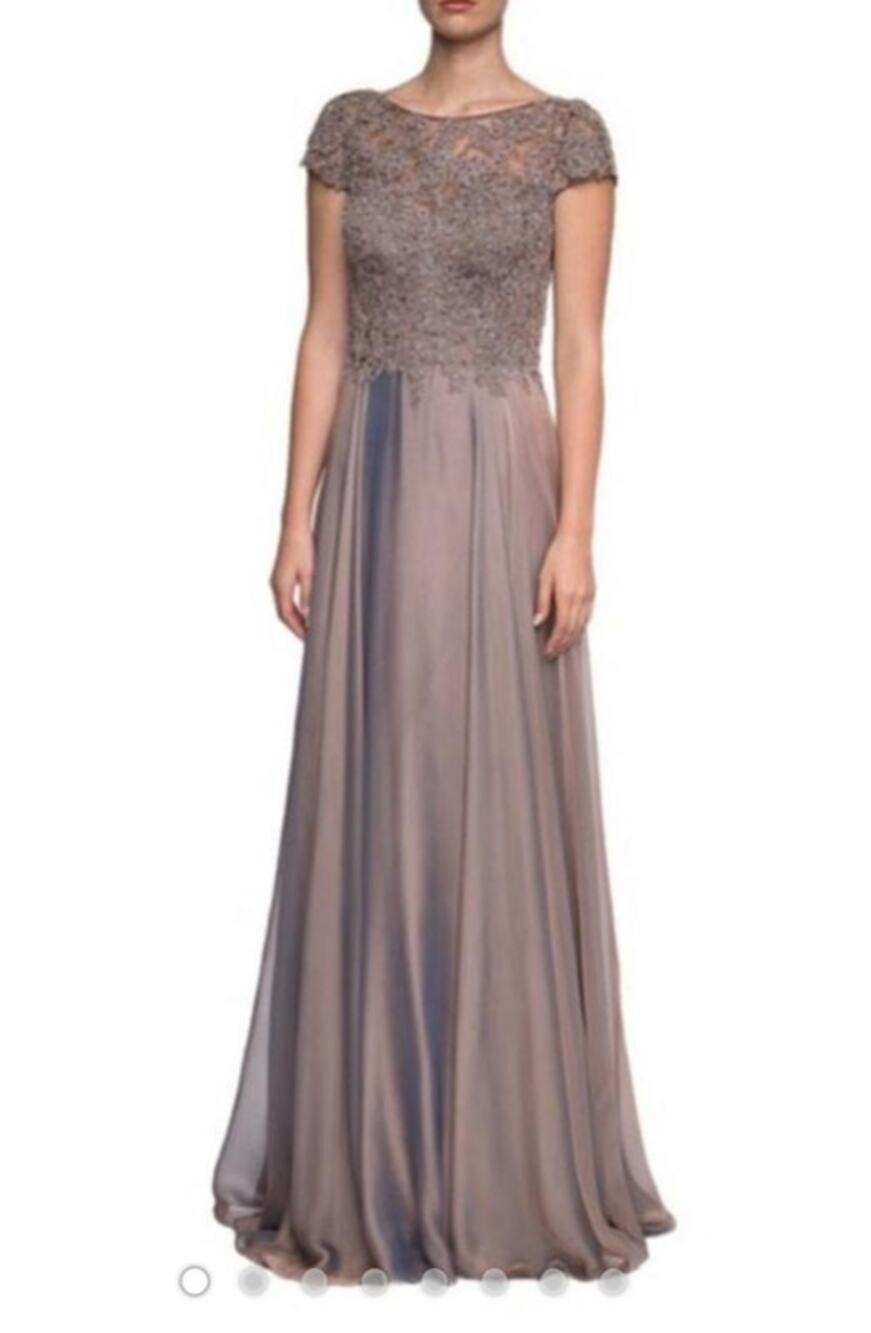 La Femme Embroidered Lace Gown Cocoa Size 8 Mother of the Bride Formal Evening